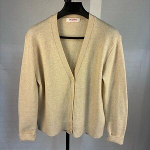 Organic John Patrick Wool Yak Cashmere Cardigan in Biscuit M